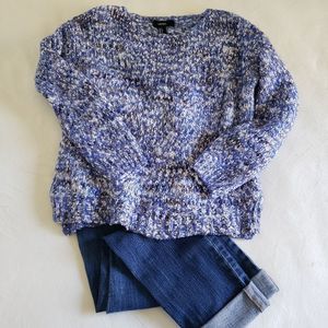 Forever 21 Boat Neck Sweater Women's Blue & White Size S